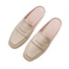 Fashion Black leather slippers, closed-toe mules, size 31-44, flat sole, fashionable design, new style for spring and autumn 2025