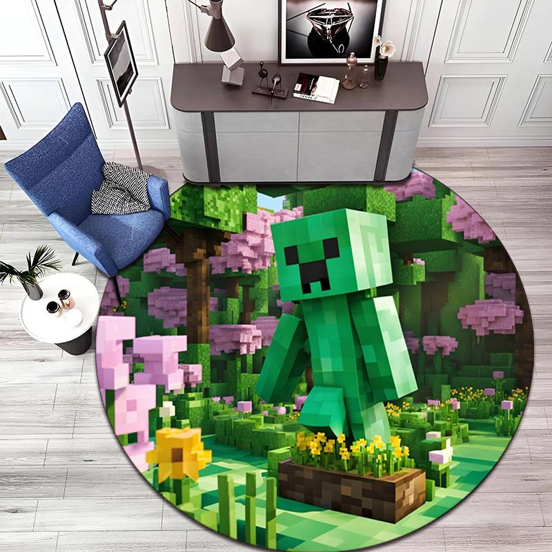 Sandbox Electronic Xbox Games Minecraft Circular Carpet Household Goods Decoration Anti Slip Home Table and Chair Mat Aisle Door Mat Carpet D12