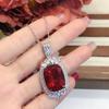 Heavy Industry High-End Artificial Ruby Pendant Large Necklace Fashion Exaggerated Temperamental Royal Sapphire Colored Gems Jewelry for Women