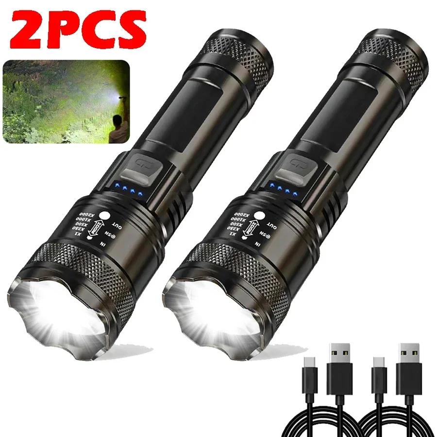 Powerful P70 Led Flashlights 5000LM Ultra Bright Tactical Light Emergency Spotlights Telescopic Zoom Light Built-in Battery