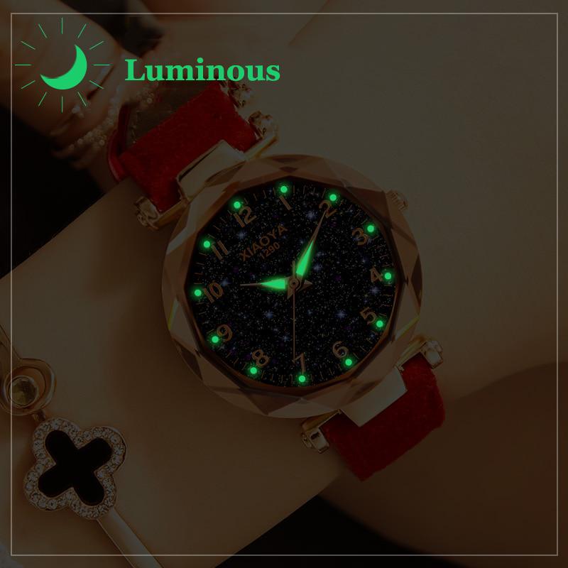 Luxury Starry Sky Watch For Women Fashion Quartz Wristwatch Ladies Casual Leather Strap Watches