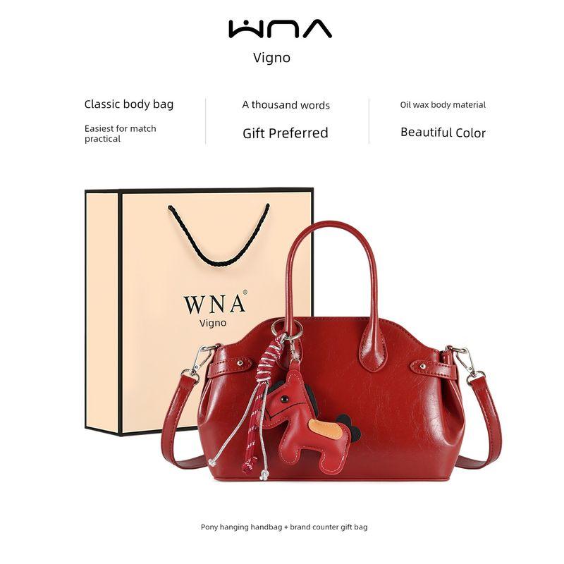 

Highly Recommended! Early Autumn New Light Luxury Wine Red Pony Pannier Bag Portable Shoulder Dual-Use Bag Retro Commuter Bride Wedding Bag Red