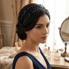 Woven Wire Hair Hoop Elegant Headpiece Super Temperament Crystal Leaf Branch Headband  Formal Prom