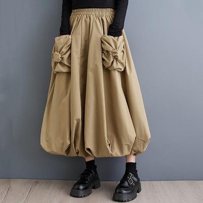 Plus größe Hohe taille vintage Frühling herbst beiläufige lose lange für frau röcke frauen rock