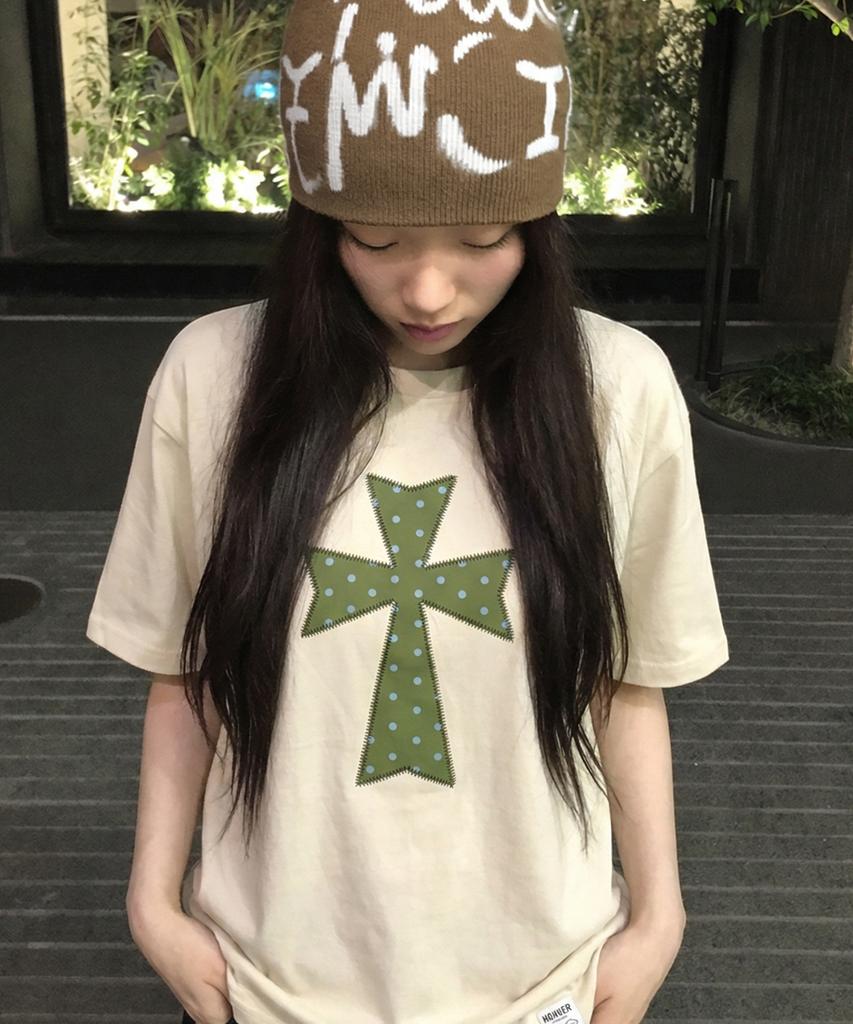 GRAVER [Unisex]Dot Cross Short Sleeve T-Shirt_5Color