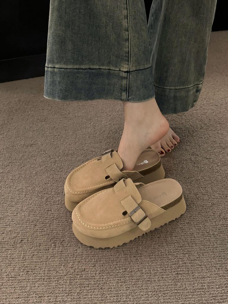 Fashion Thick Sole Mule For Women Summer Outwear Versatile Tourist Sandals Leisure Vacation Beach Shoes Ladies Flats Slippers Slides