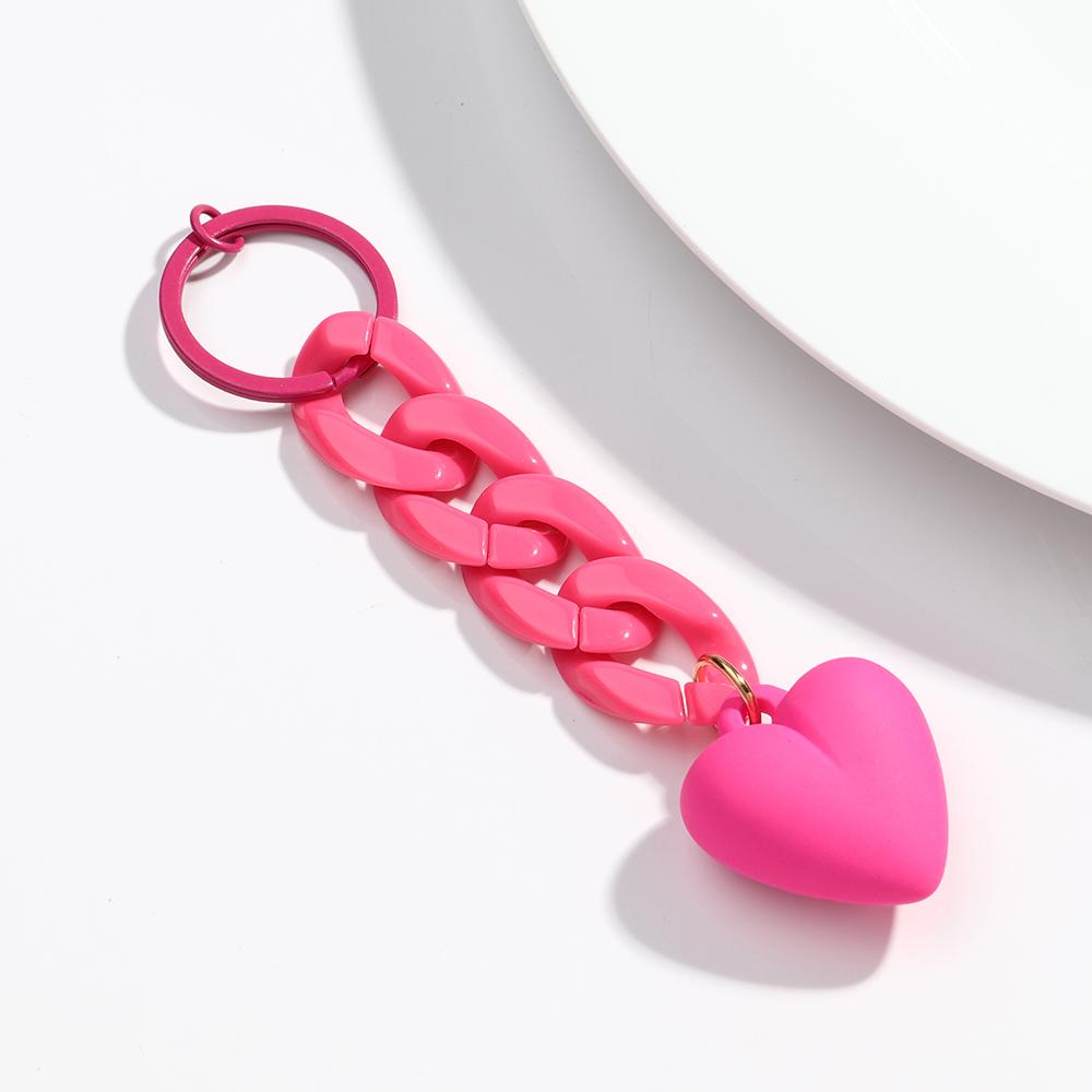 Handmade Heart Keychain Acrylic Plastic Link Chain Key Ring For Women Girls Handbag Pendant Accessorie Car Keys Jewelry Gifts