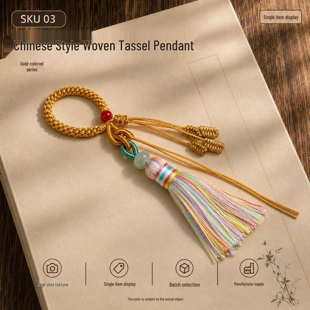 Gradient Tassel Fringe Woven Finger Ring Buckle Keychain Pendant