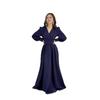 Elegant V-Neck Long Sleeve Satin Midi Dress Women Formal Evening Gown French Chic Style