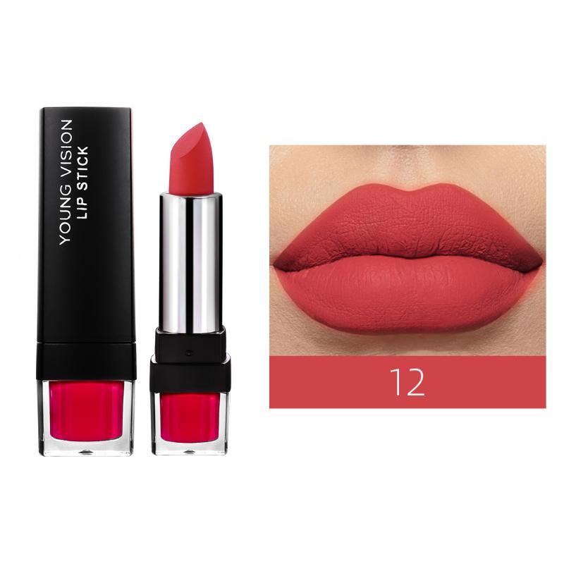 Matt Matt 12-farbiger Einzellippenstift Samtlippenstift, der nicht leicht an der Tasse klebt