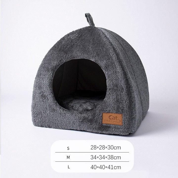 Winter Warm Enclosed Cat House Thickened Triangular Pet Bed Cozy Deep Sleep