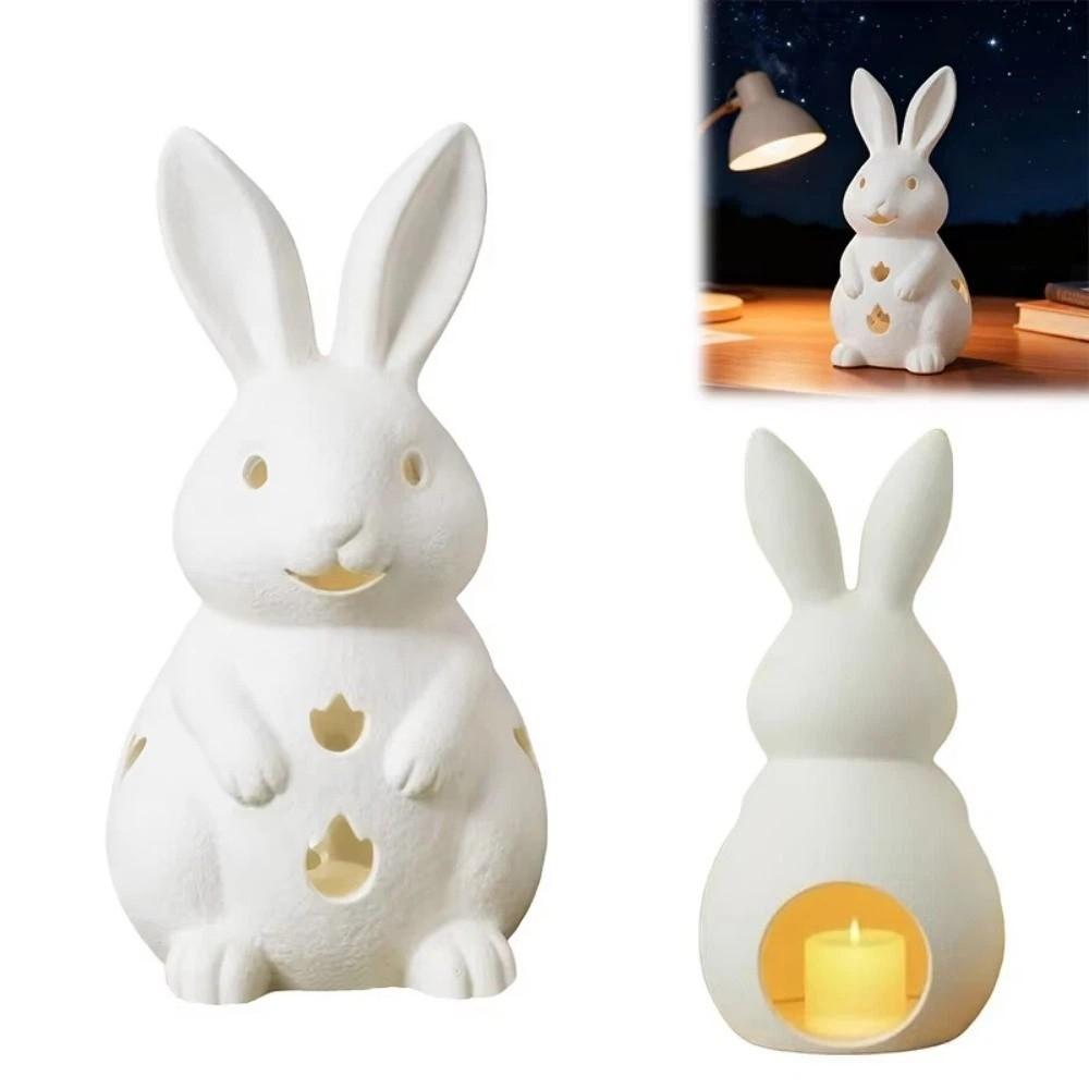 Cute Bunny Bunny Candle Holder White Easter Decoration Exquisite Rabbit Candlestick  Easter Party