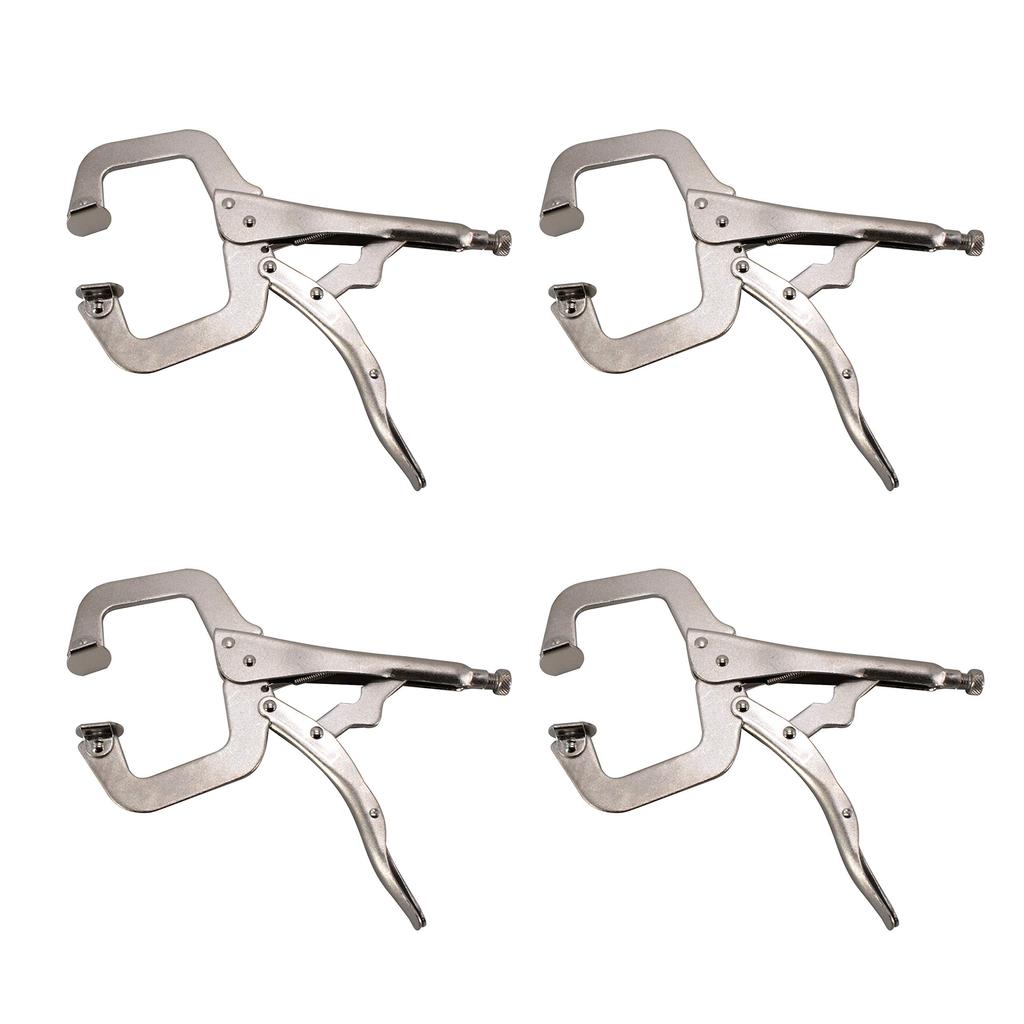 HFS(R) C-Shaped Locking Pliers, 4-Piece Set, Maximum Opening: 40mm, Adjustable C-Shaped Vise Pliers, Vise C Clamp, DIY Woodworking Tool, Fixing Tool