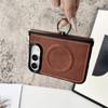 Retro Lychee Leather Texture Ring Holder Magnetic Hinge Protection Phone Case for Apple IPhone Duo 18 Fold Shockproof Cover