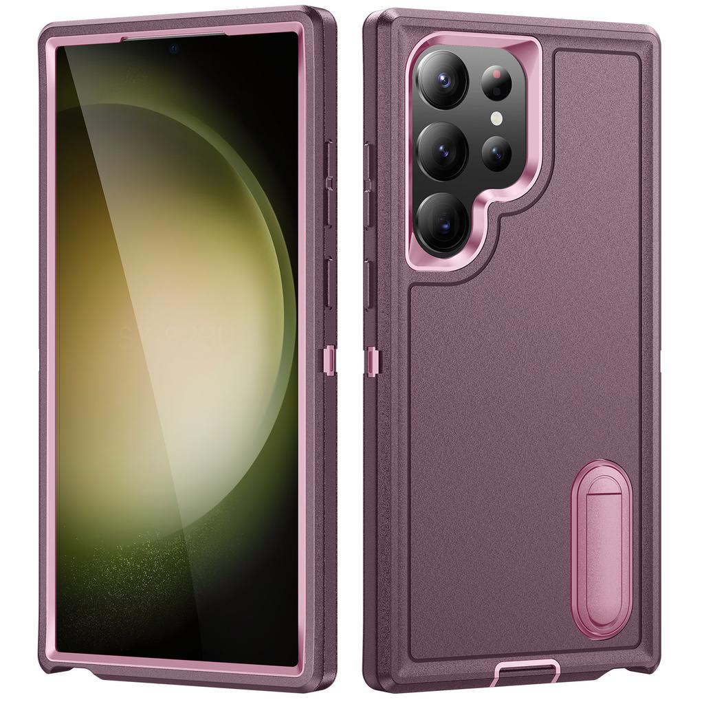 Phone Case with Bracket, Three Proof Phone Case with Dust Plug, for Samsung Protective Case Soft Shell