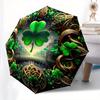 Irish Clover Festival Ornament, Celtic Shamrock Decorative Wall Hanging Umbrella, Cute Umbrella with Cute Design, Portable 3-Fold Compact Umbrella for
