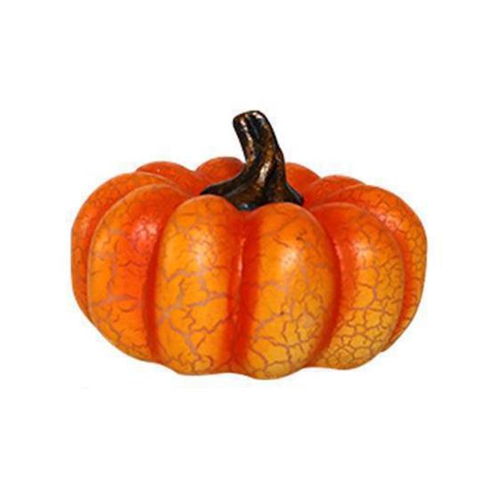 Cracked Pumpkin Figurine Halloween Light-up Pumpkin Sculpture Resin Fall Thanksgiving Tabletop Centerpiece for Halloween Autumn Harvest Home Decor