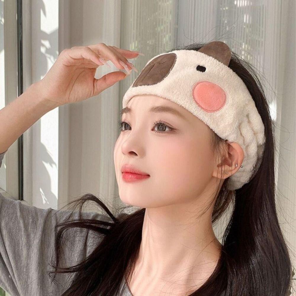 Coral Velvet Wide-brimmed Makeup Headband Non-Slip Wash Face Hair bands Cute Cartoon Hairband