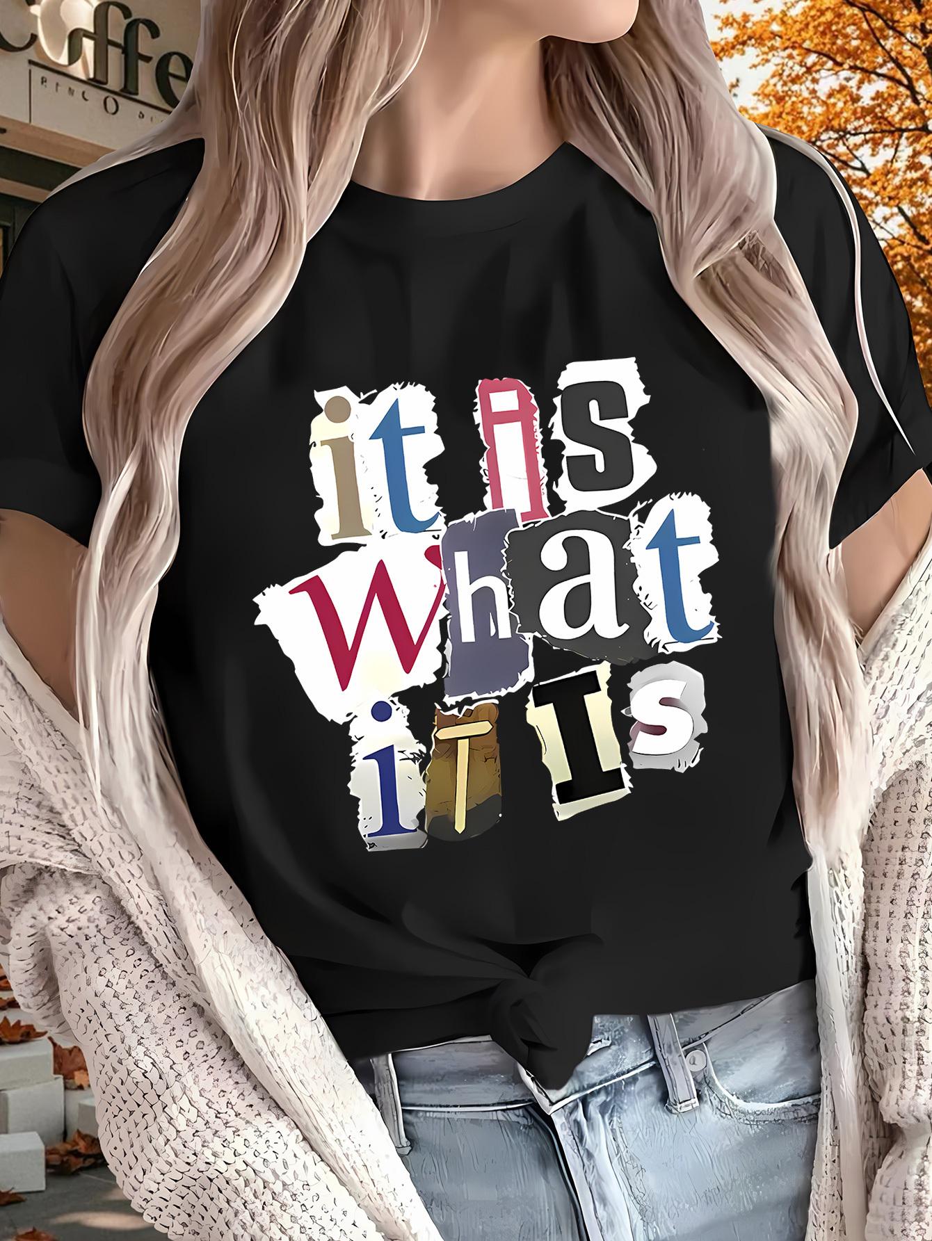 Seasons Can Be Worn for Outdoor Home Sports What Itis New WomenS Printed Tshirt Short Sleeved Harajuku Casual Fashion Top Tees S