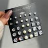 Retro Heart-Shaped Zirconia Crystal Stud Earrings Set - 12 Pairs