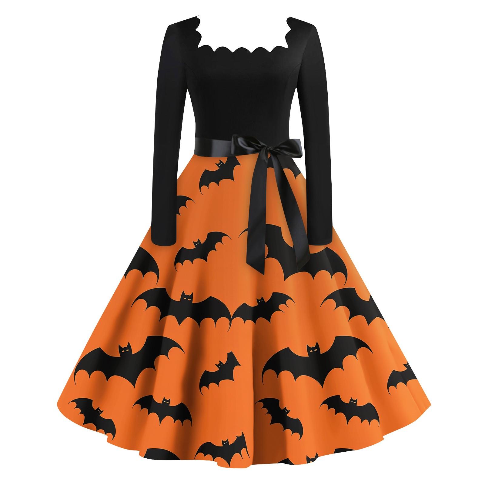 Женское повседневное модное платье в стиле ретро с квадратным вырезом и длинными рукавами — фото 9