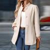 Damen Casual Stehkragen Langer Einfarbiger Wollmantel mit Langen Ärmeln