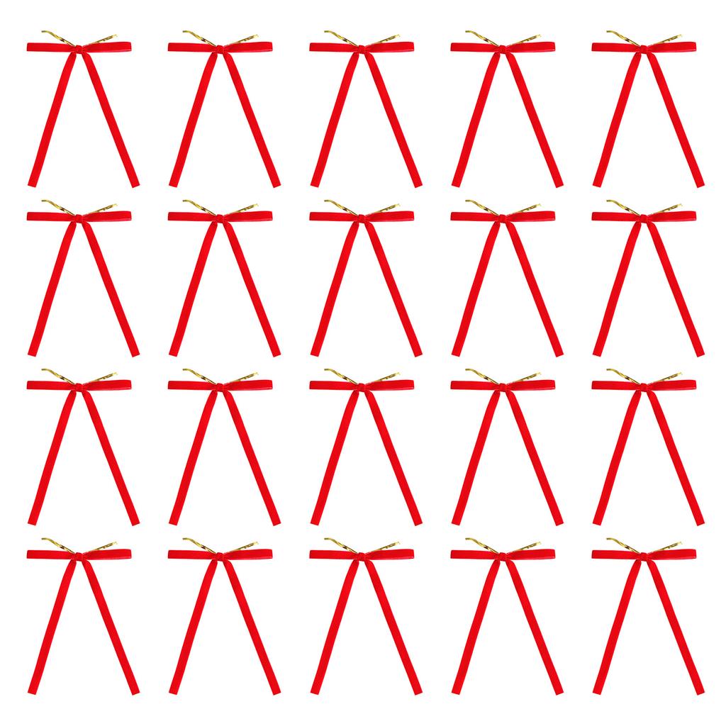 Set Of 20 Velvets Bowknot for Christmas Decoration Pre Tied Butterfly Knot with Twist Ties Gift Wrapping Ribbon Bows