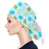 Scrub Cap With Buttons Print Bouffant Hat For Womens and Mens