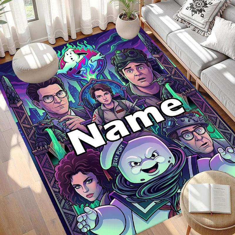 Custom Name Personalized Ghostbusters Print Carpet, Versatile Home Decor Rug, for Playroom, Apartment, Balcony, Entryway, Hallway Gift