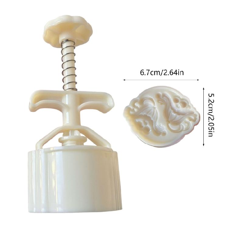 Mung Bean Cake Mould Press 75G Hand Press Pastry Tool with Detachable Flower Stamps, Spring Design Release, and Patterned Dessert Making Use