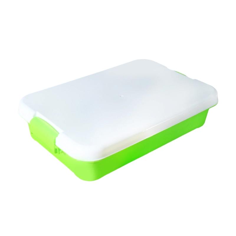 

Plastic Sand Tray Sensory Bin with Lid and Handle Sand Toy Storage Box For Children Beach Activity And Vacation Travel зелёный