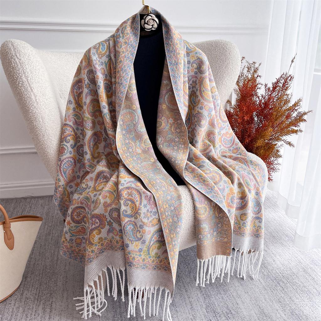 Vinter varmt kasjmirskjerf for kvinner Luksustrykk Pashmina sjal Wrap halstørkle kvinne Bufanda Echarpe Design pannebånd