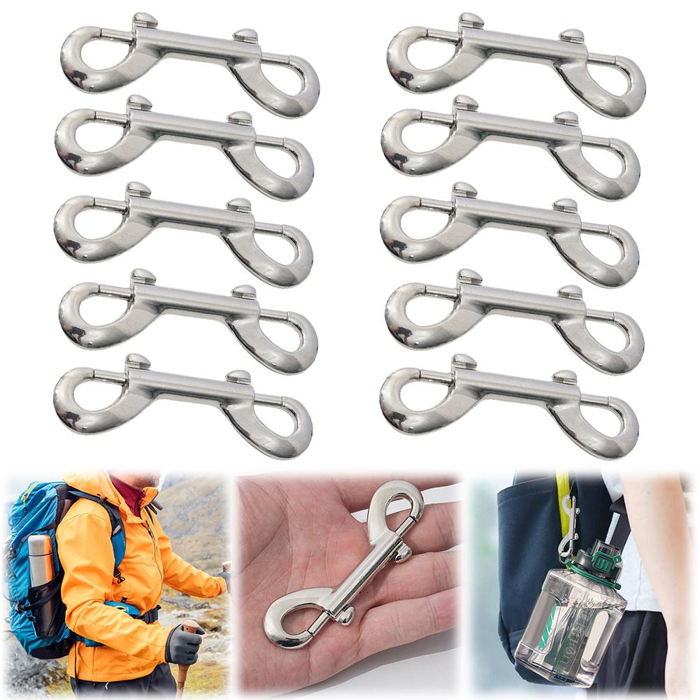 10pcs Scuba Diving Double End Bolt Snap Hook Clips 316 Stainless Steel B-Shape Spring Hook for Linking Dog Leash Feed Buckets