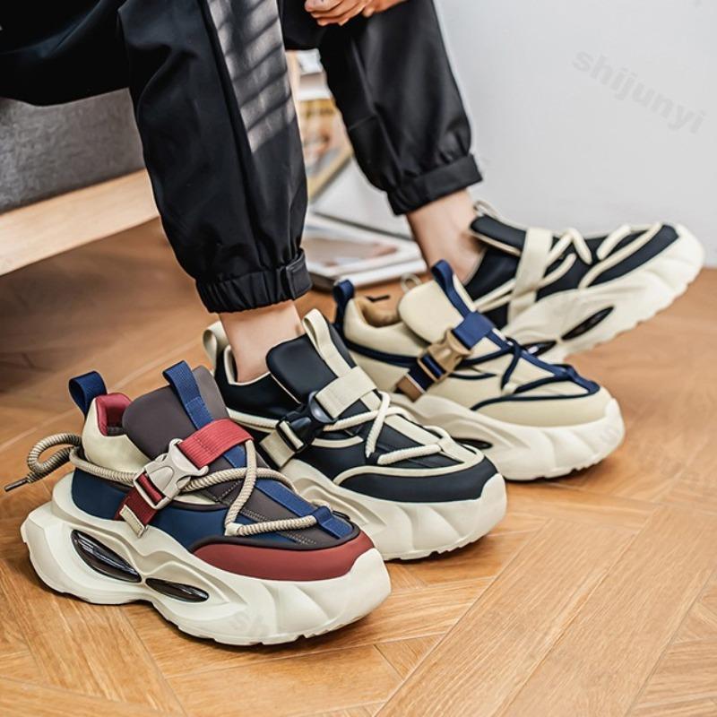 Fashion 2025 Spring New Men's Fashion Trend Casual Shoes Mesh Breathable Comfortable Versatile Thick Soled Shoes Low Top Chunky sneakers