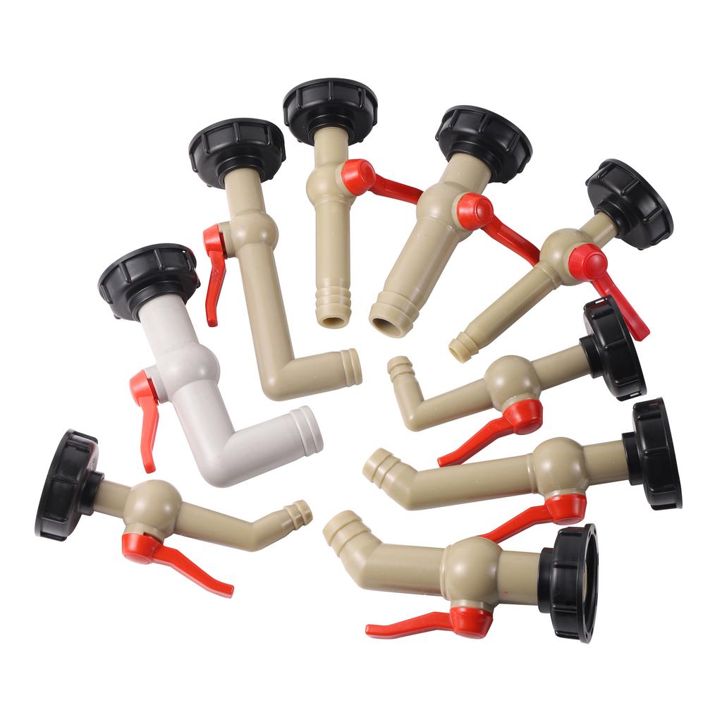 S60X6 IBC-Tankadapter für Gartenbewässerung, Wasserwürfelventilanschluss 1/2", 3/4", 1", Kugelhahn, Schlauchschalter, Wasserhahnanschluss