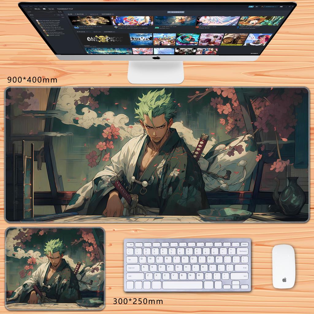 Cute Decorative Wallpaper One Piece Leather Mouse Pad Large Size Anime Boys Zoro Office Non-Slip and Dirt-Resistant Keyboard Mat