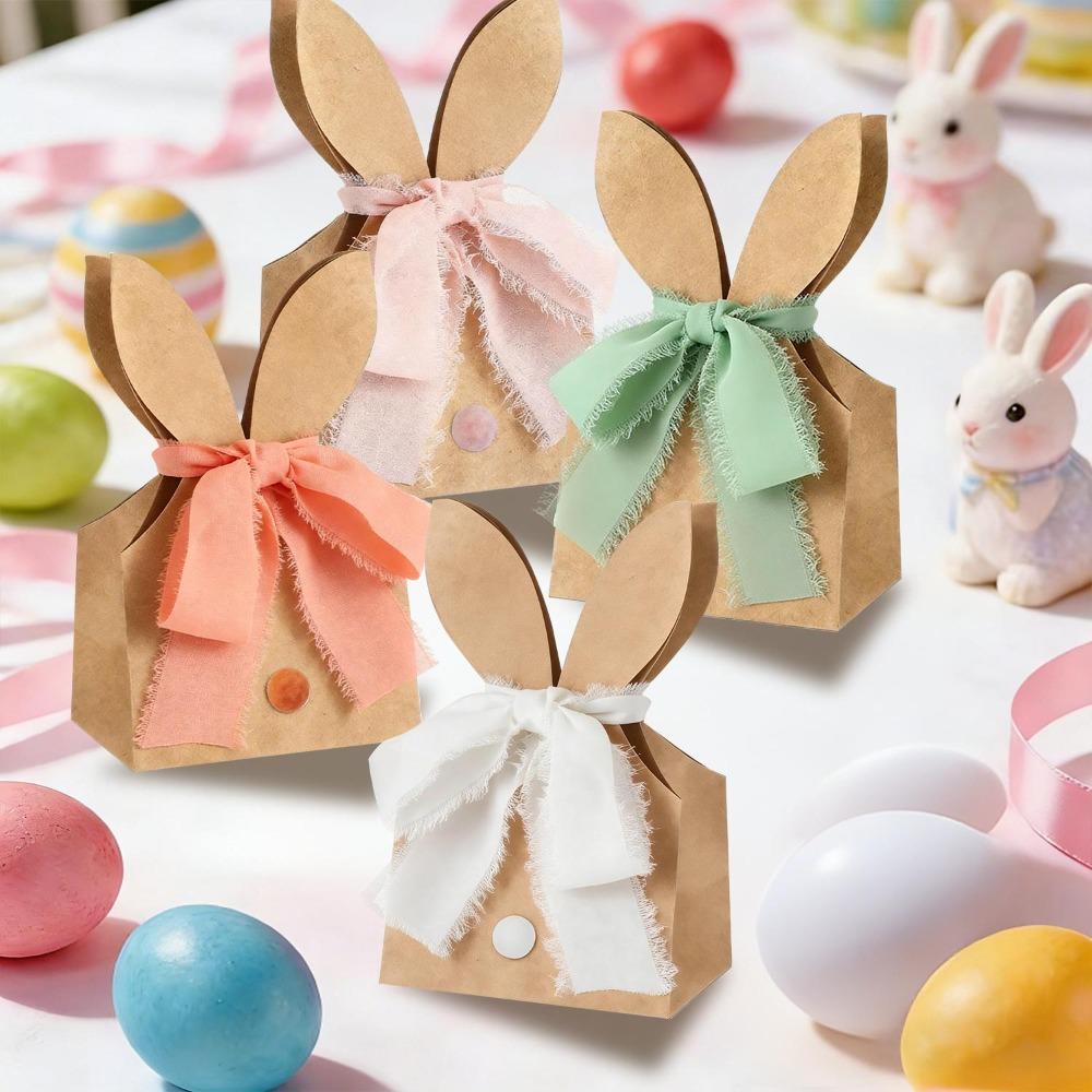 12PCS Cartoon Easter Rabbit Candy Gift Box 3D Bunny Ear Bunny Gift Bag  Party Supplies