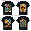 Tie Dye Peace Sign Love 60s 70s Hippie TShirt Vintage Peace Sign Short Sleeve 100 Cotton Casual Daily Harajuku Streetwear