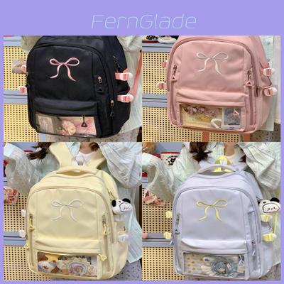 Girl Backpack With Embroidered Bow And Nylon For School Use