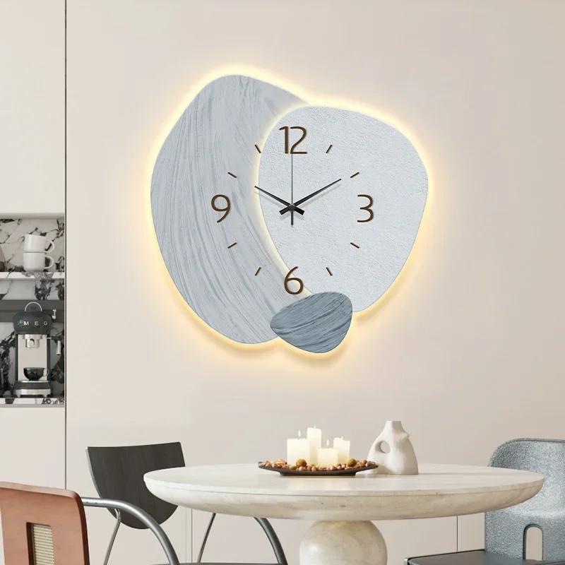 

LED Light Wall Clock Luminous Clock Living Room Decorative Irregularly Wall Clock Stylish Silent Hole-Free Wall Quartz Clock 12 inch