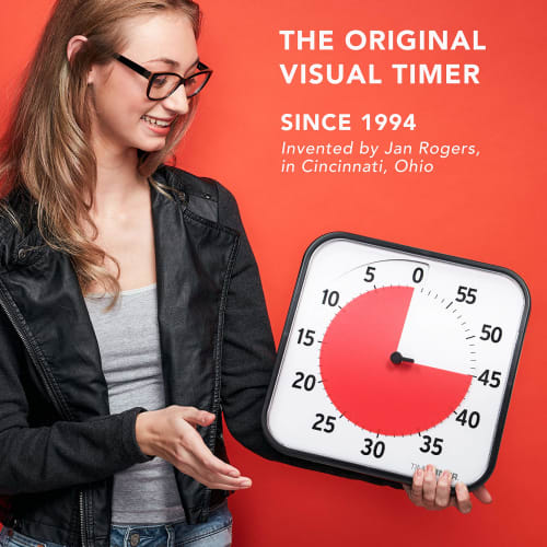 Time Timer TT12B-W Study Timer, 30cm, 60-Minute Learning Alarm