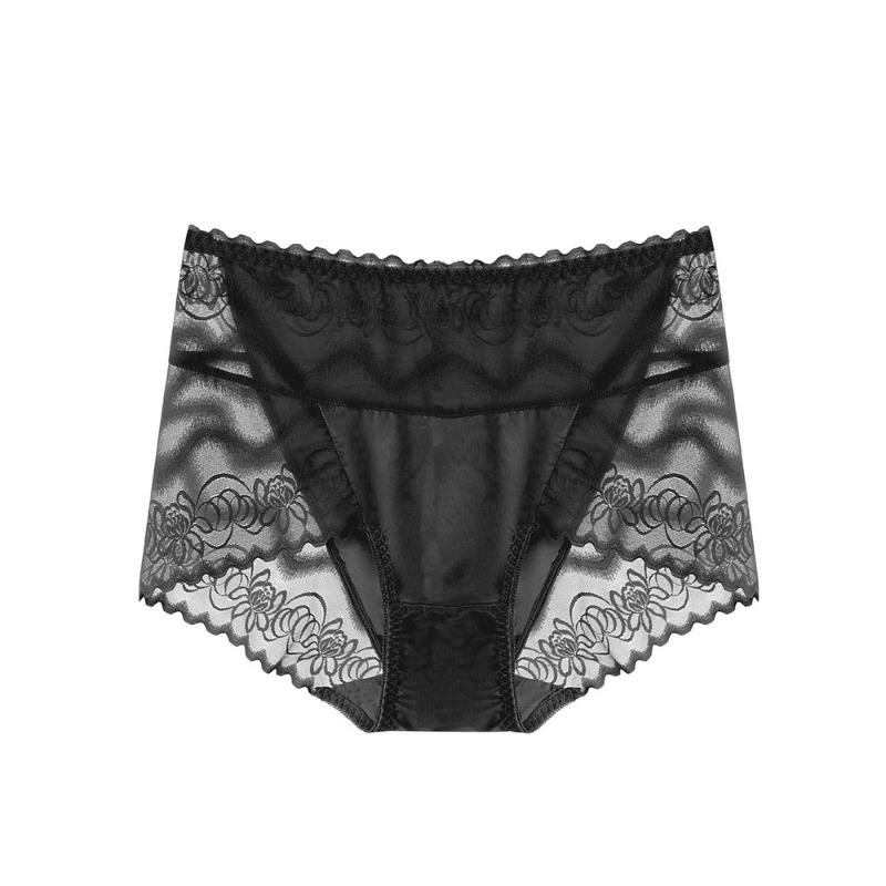 Splicing Unterwäsche Damen Spitzen-Slips Hochtailliert Gerafft Baumwolle Hüftumschließend Unterhose Atmungsaktiv Elegant Damen-Slips