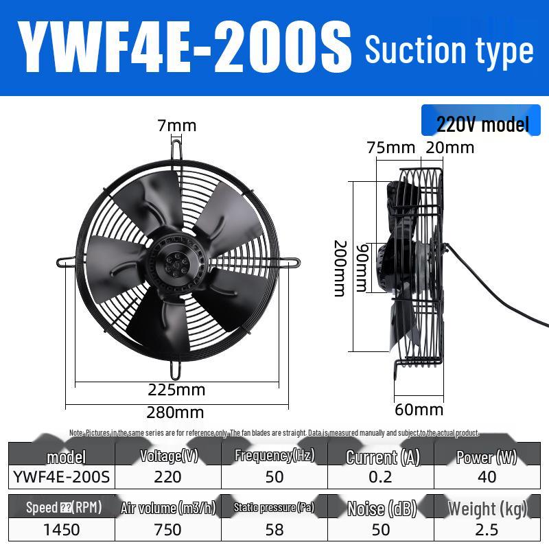 YWF4E External Rotor Axial Fan: 220V Air Compressor/Condenser Cooling, 380V Cold Storage Exhaust.
