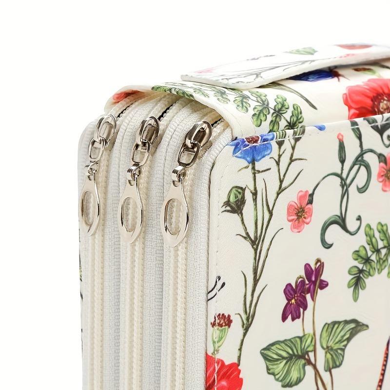 120-Vakken Bloemenkunst Potloodetui voor Studenten - Kleurpotlood Opbergtas