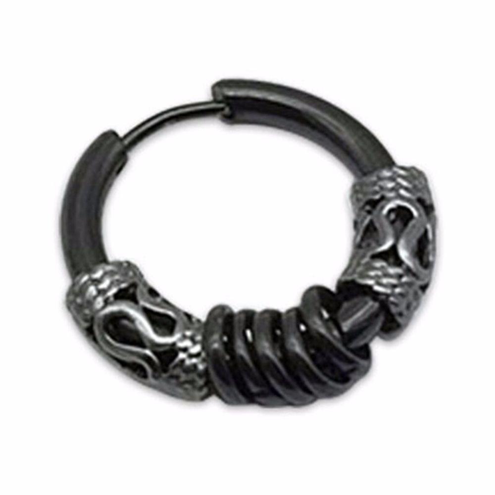 Steel Hollow Hip Hop Dragon mønster Koreansk stil øredobber Circle Ear Studs Men Hoop øredobber