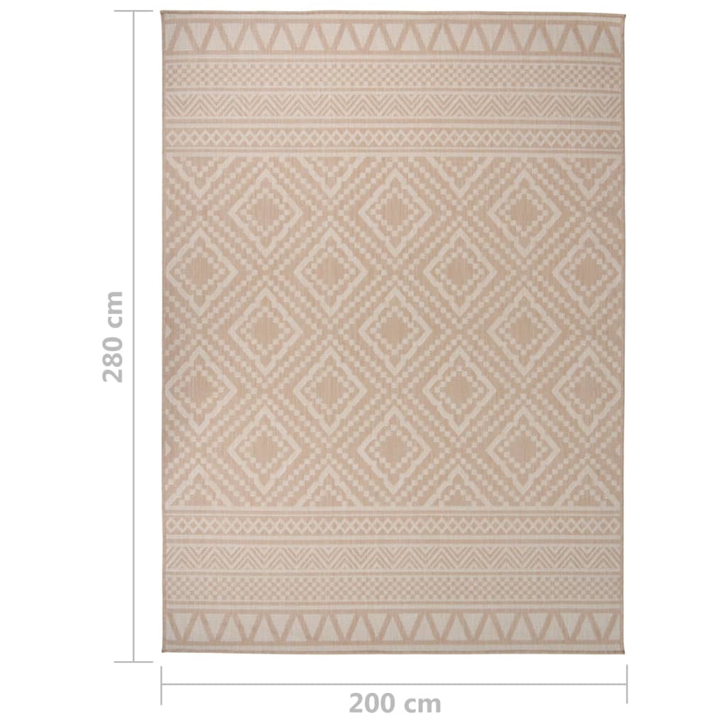 Flatweave Outdoor Rug, 200X280 Cm, Brown Stripes