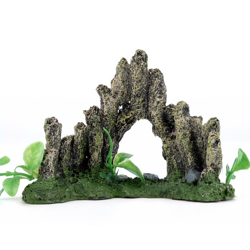 Aquarium Ornament: Simulated Rockery Bridge with Driftwood and Stone for Fish Tank Landscaping