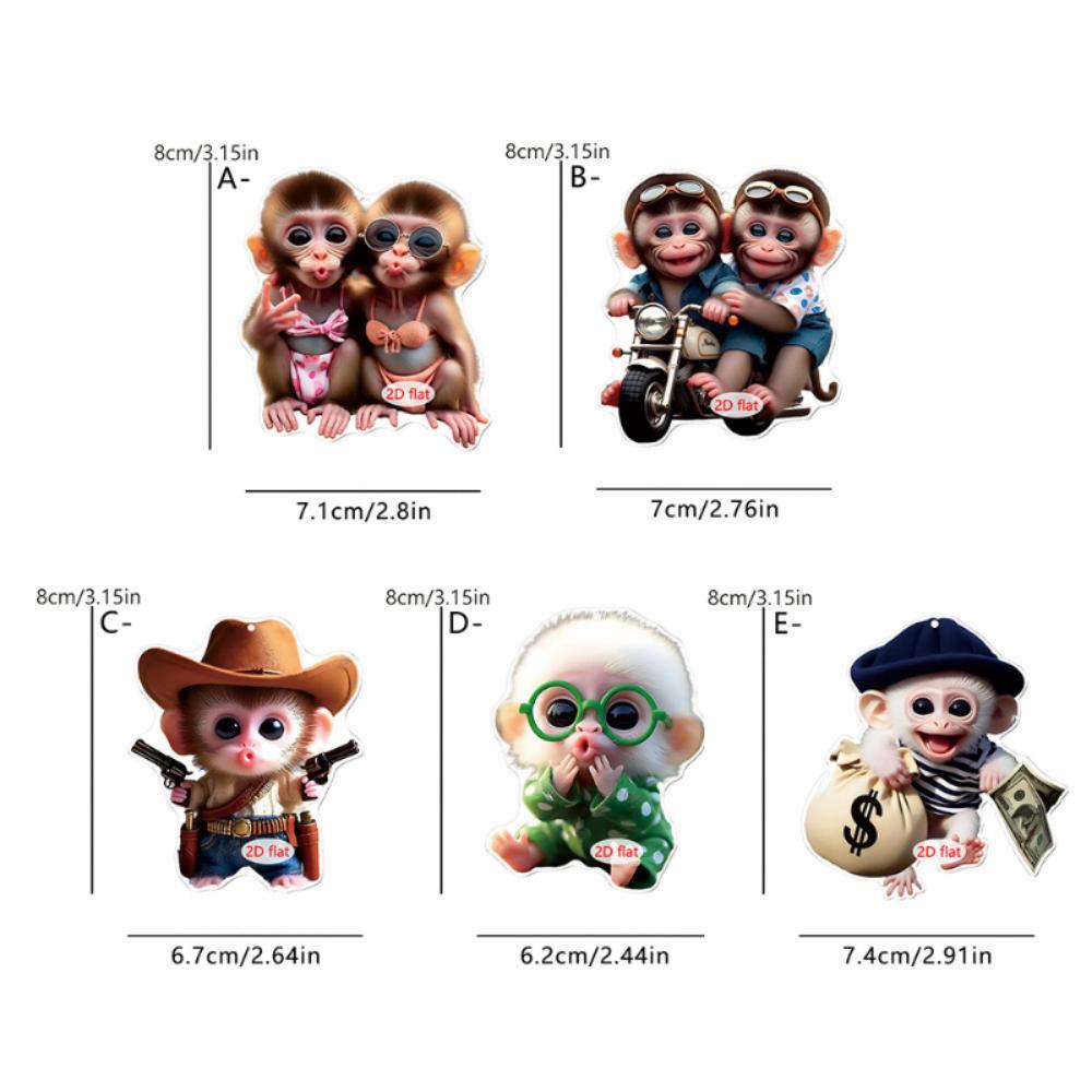 Ochelari noi acrilici 2D plați, pandantiv auto drăguț maimuță, oglindă retrovizoare auto, rucsac auto pandantiv mic