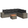 7 Piece Garden Sofa Set with Cushions Gray Poly Rattan