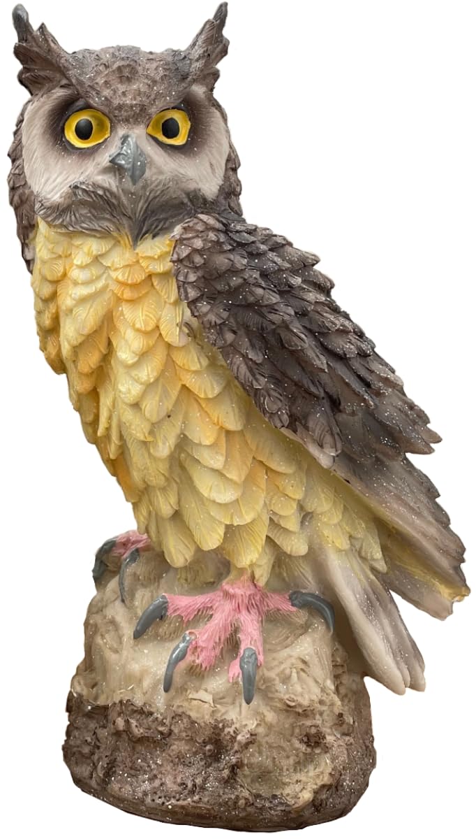 

elrinrin Owl Ornament, Garden Object, Gardening Monument, Crow Deterrent, Realistic, Feng Shui, Good Luck Charm, Synthetic Resin, Black (Dark Brown)